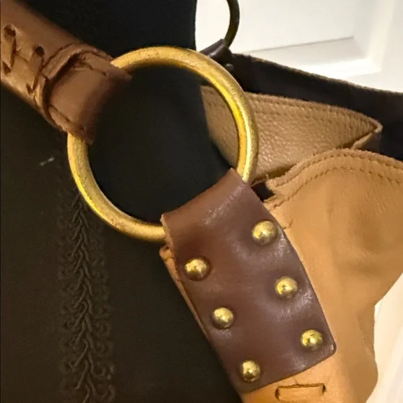 Vintage Lucky Brand Y2K Tan Leather Hobo Bag - Picture 7 of 11